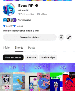 Canal Youtube com 167 mil inscritos