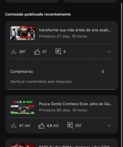 Canal no YouTube com 1.7k inscritos + vídeo viral (47 mil views) – Nicho Motivação / Desenvolvimento Pessoal
