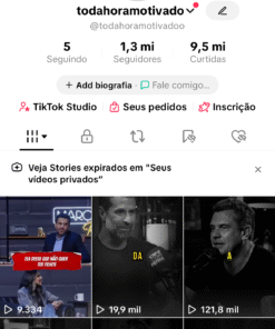 TikTok com 1.3 Milhões de seguidores orgânicos, conta perfeita motivacional, financeira e até pessoal, MONETIZADA, zero restrição, valor promocional de 18500 por apenas 6849