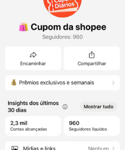 Canal de WhatsApp com 960 seguidores SHOPPE com 98% br, zero restrição 💰 valor