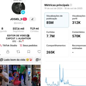 Conta TikTok com +500K Monetizada rendendo, mais de 85 milhões de visualizações