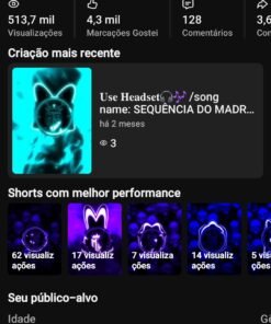 CANAL YOUTUBE DE MÚSICAS E FILMES COM 1,81 MIL INSCRITOS