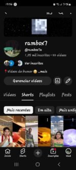 Canal Youtube Rambox7 com 1,166 mil inscritos