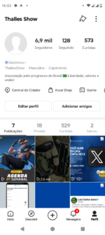 Conta de Kwai de 6,9 mil seguidores | 573 curtidas 64 mil visualização