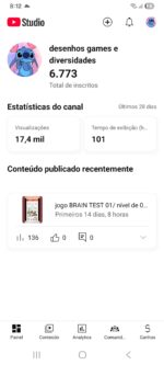 Canal do YouTube com 6,77 mil inscritos não monetizado