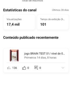 Canal do YouTube com 6,77 mil inscritos não monetizado