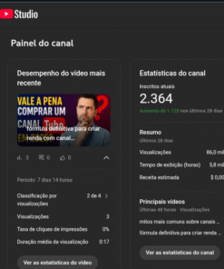 canal monetizado com 2364 inscritos