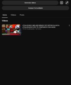 Conta Youtube com 480 inscritos