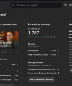 Canal monetizado com 1787 mil inscritos