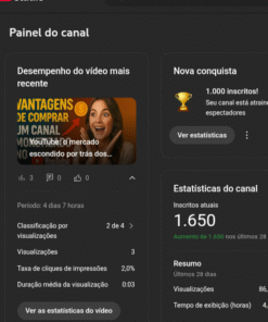 canal monetizado com 1651 mil inscritos