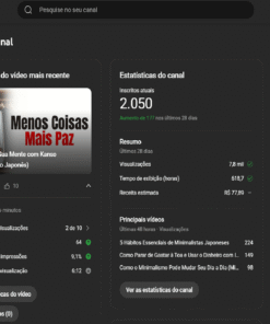 Canal De Desenvolvimento Pessoal (Minimalismo Japonês) +2mil inscritos - Monetizado