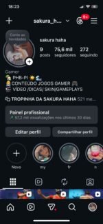 instagram com 74k de seguidores, monetizado