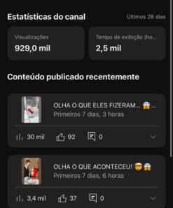 CANAL YOUTUBE 23K DE INSCRITOS E 1M VIEWS