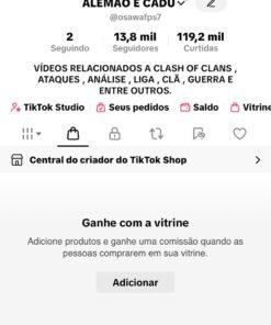 conta tiktok 13 mil seguidores, monetizada e shop ativo sem doc