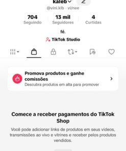 conta tiktok 13mil seguidores, shop ativo sem doc
