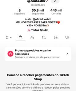 conta tiktok 30 mil seguidores, monetizada e shop ativo sem documento