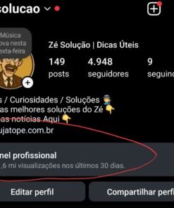 Conta no Instagram com 4.949 seguidores e 1milhão e meio de alcance