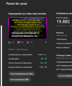 Canal MONETIZADO mensagem dos Anjos em Russo com 19.800 inscritos