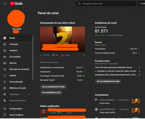 Canal Youtube com 81 mil inscritos