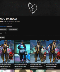 canal do youtube 1.527 inscritos recomendando shorts de free fire