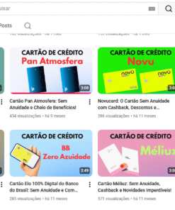 Canal sobre Cartão de Crédito com 934 Inscritos. (Não monetizado)