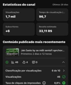 2 Canais de saúde Monetizados 1,21 mil inscritos E 7,29 mil inscritos