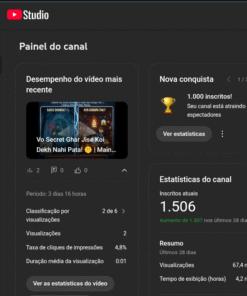 Canal monetizado com 1500 inscritos