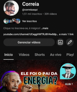 Canal do YouTube - Correiaaqui 1,51 mil inscritos