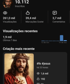 Estou vendendo conta do YouTube,visualização boas,com total de 10.112 k de seguidores