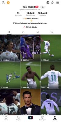 Conta Tiktok Do Real Madrid – Mais de 953 mil Visualizaçoēs – Mais de 104 Mil curtidas – Mais de 12K de seguidores