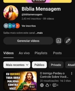 CANAL YOUTUBE COM 2400 INSCRITOS / ORAÇÃO