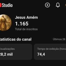canal Jesus amém 1,16 mil inscritos