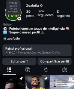Instagram de futebol com 1K e bom engajamento, com mais de 600k de views