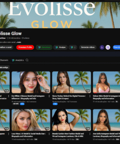 Canal Youtube “Evolisse Glow” com 1.310 Inscritos — Beleza, IA e Modelos Virtuais (MONETIZADO)