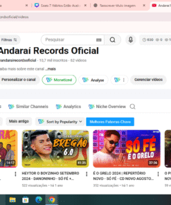 Vendo canal de musica com 10.700 inscritos e com 2.140.882 visualizações e 62 vídeos com muitas visualizaçôes.