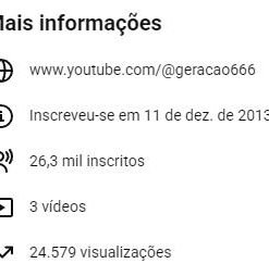 Canal com 26,3 mil inscritos