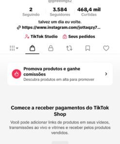 conta tiktok 3mil seguidores, shop ativo sem documento