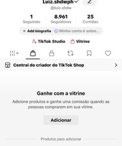 conta tiktok 8 mil seguidores, shop ativo sem documento