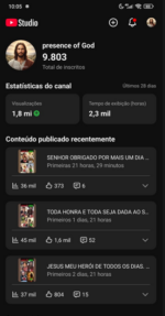 Canal YouTube 9,87 mil inscritos