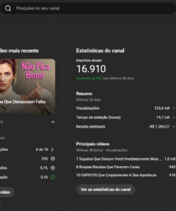 Canal Youtube de Moda Feminina com +16 mil inscritos e Monetizado