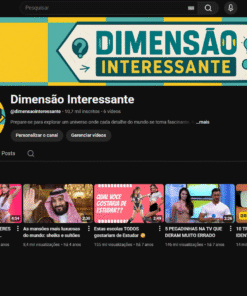 Canal no YouTube – Nicho de Curiosidades | 10.700 inscritos | 4.5 milhões de views / NÃO MONETIZADO