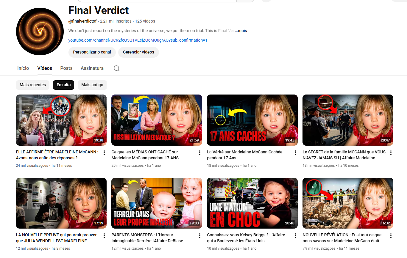 Captura de tela 2025-12-12 210839 Canal Youtube MONETIZADO (True Crime) | 2.2k Inscritos | Ativo no YPP & Sem Strikes - Imagem 1