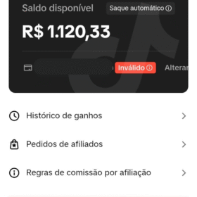 TikTok 7K + R$1120,33 Saldo Preso TikTok Shop