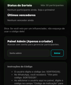 Vendo Site automático de sorteio