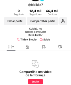 CONTA 12.400 SEGUIDORES / 66.400 CURTIDAS / MONETIZADA / LIVE LIBERADA