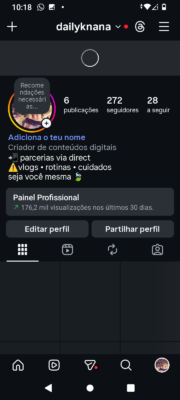 Conta do Instagram 278 seguidores