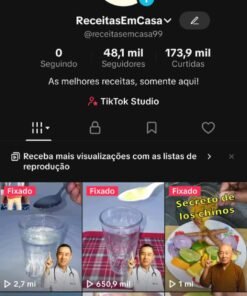 Vendo Conta TikTok Estados Unidos 48,1k seguidores engajado e nicho viral receitas ptbr