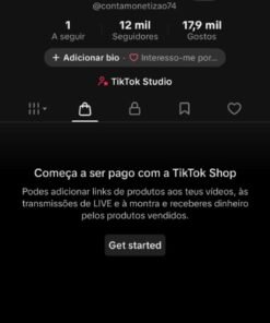 conta tiktok 12 mil seguidores, shop ativo sem documento e monetizada