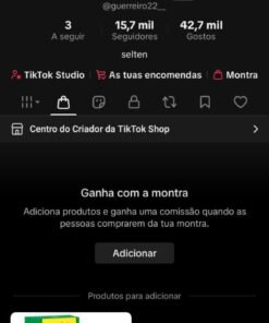 conta tiktok 15mil seguidores, monetizada e shop ativo sem documento