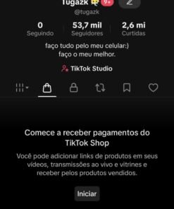conta tiktok 53mil seguidores, shop ativo sem documento e monetizada